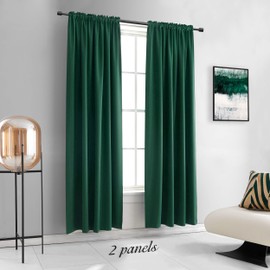 DONREN Christmas Dark Green Blackout Thermal Insulating Window Curtain Panels for Bedroom -Room Darkening 84 inch Length Rod Pocket Drapes for Living Room (Emerald Green,42 x 84 inches Long,2 Panels)