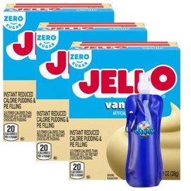 Candy Freezer Instant Pudding & Pie Filling Mix 1 oz Box (Pack of 3) with Collapsible Bottle (Zero Sugar Vanilla) - Bottle