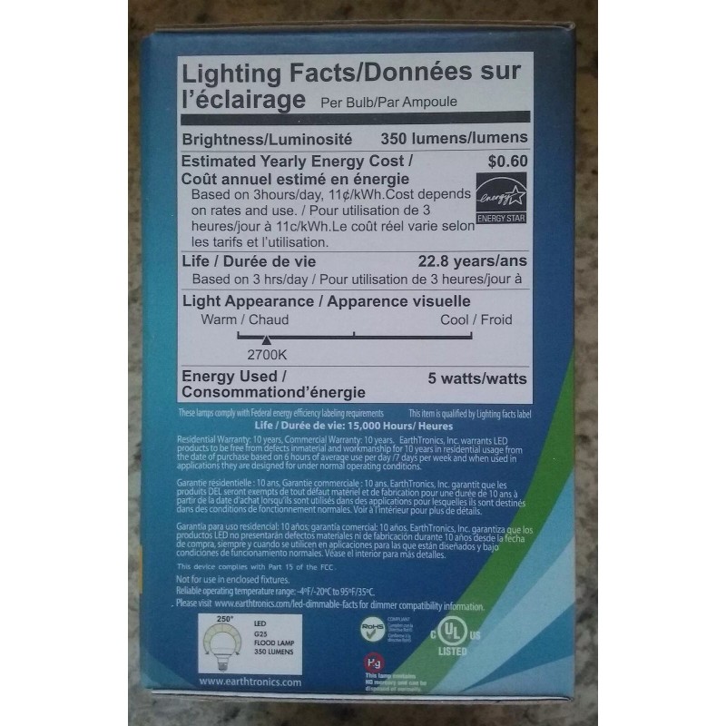 EarthBulb - 12 Pack - LED G25 40W Soft White