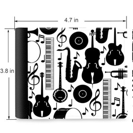 Trofung (Jazz Music Instruments Front Pocket Slim Bifold Leather Wallet RFID Blocking with ID Window for Men, Black, Medium