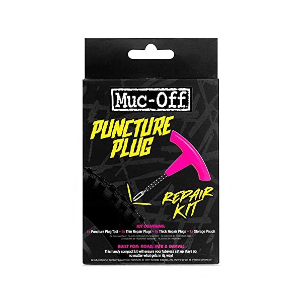 Muc-Off 20131 Puncture Plug Repair Kit - Puncture Repair Kit For Tubeless Bike Tyres - Includes 2-in-1 Puncture Plug/Reamer Tool, 10 Puncture Plugs & Pouch