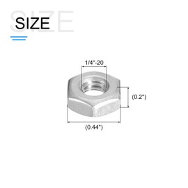 METALLIXITY Hex Nuts (1/4"-20) 50Pcs, 304 Stainless Steel Coarse Thread Hexagon Nut Hardware - for DIY Home Repair Machinery, Silver