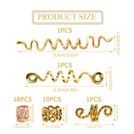 Zsanhua 28 Pieces Spiral Dreadlocks Hair Beads, Dreadlocks Hair Jewellery with Spiral Hairpins and Hair Beads for Braids, Metal Hair Cuffs Hair Braid Rings Clip Alloy Braid Accessories for Women Men