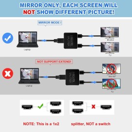4K HDMI 2.0 Cable Splitter Switch UHD HDTV Switcher Signal Split 1 In To 2 Out