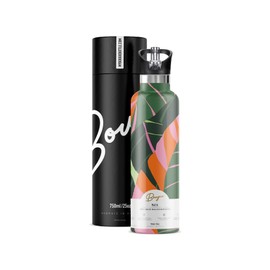 Bougie Mai'a Insulated Water Bottle, Gift Tube, 25-Ounces, Stainless Steel, Multicolor, Kitchen Décor
