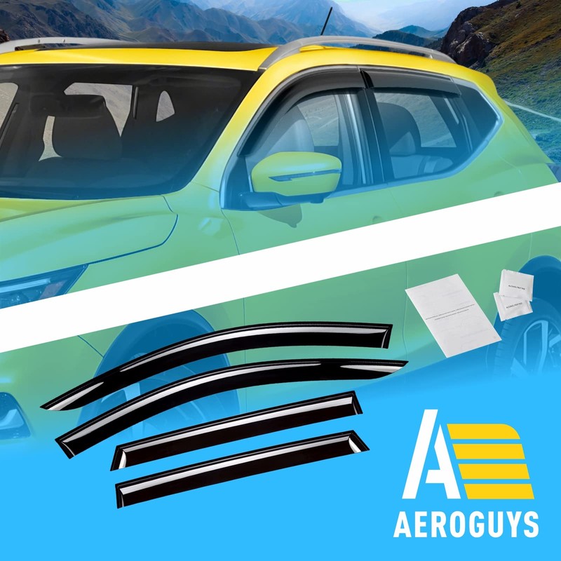 Extra Durable Window Deflectors Tape-On Window Visors Rain Guards Fit