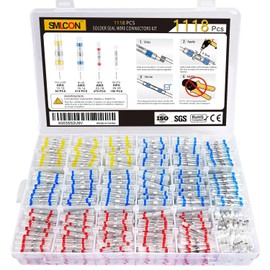 SMLCON 1118 PCS Solder Seal Wire Connectors - Heat Shrink Wire Connectors Waterproof Solder Butt Connector Kit Insulated Terminals for Marine Automotive Boat Truck Wire Joint