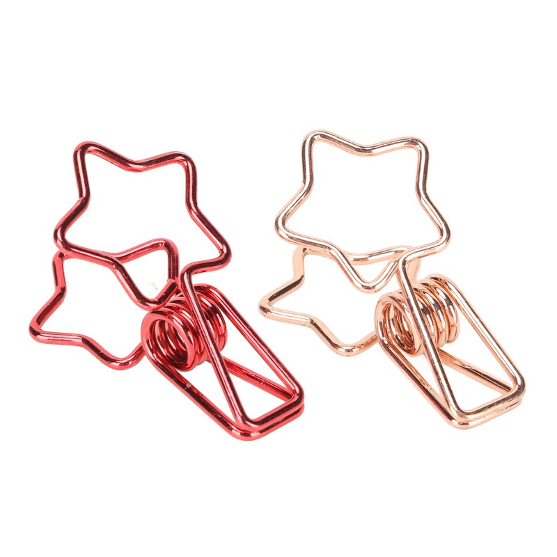 100 Pcs Binder Clips Hollow Cute Star Shape Sturdy Metal