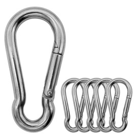 Outmate Premium 316 Stainless Steel Carabiner Set of Various Size 2"-3" Marine Grade Heavy Duty Rust Free in Seawater for Gym Garage Keychain Etc(316,M6,Pack of 6)