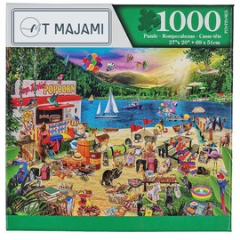 Puzzle 1000 Pieces Holiday Camp 69 x 51 cm Beach Holiday Swimming Lake Summer Holiday Brain Training