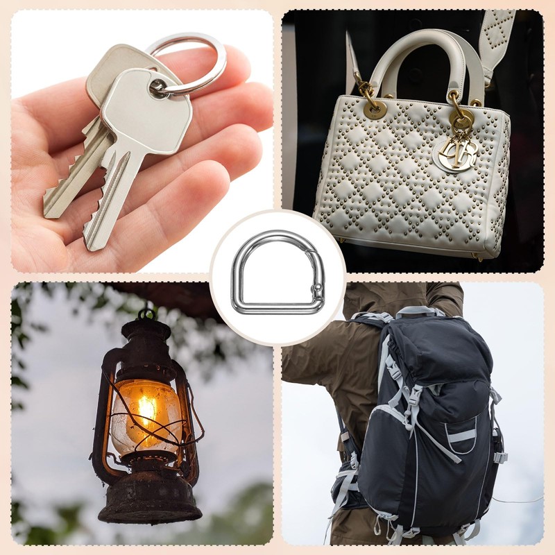 sourcing map 5pcs Metal D Ring Spring Key Hooks 0.87"