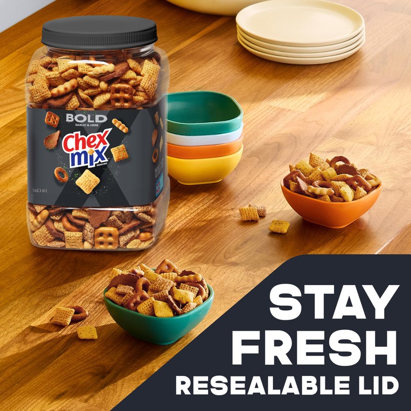 Chex Mix Bold Garlic and Herb Snack Mix, Snack Tub,