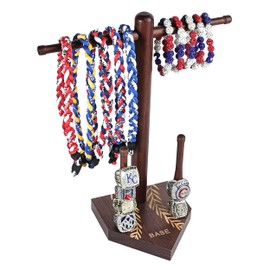 HISSATE Wooden Baseball or Softball Drip Necklace Organizer Holder Stand, Championship Ring Display Holder, Sports Ring Holder, Softball Jewelry Organizer Display Gifts for Baseball Players and Lovers