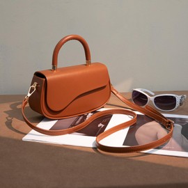 Milan Chiva Small Elegant Top Handle Purses for Women Mini Flap Crossbody Purse Cute Shoulder Bag MC-398BR