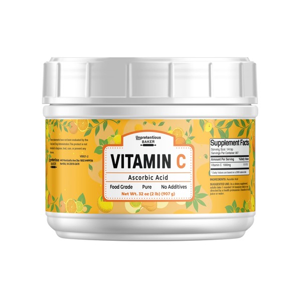 Unpretentious Vitamin C Powder Baker (2 lb) Ascorbic Acid, Resealable Tub
