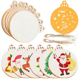 Jolik 80 Pieces Wooden Ornaments Unfinished, 3.5"Round Blank Wood Discs