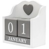 Desktop Perpetual Calendar, White Holder With Contrasting Grey Date/Month Blocks