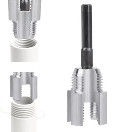 BOXOB 2-in-1 PVC Plastic Pipe Threader Kit, Integrated Internal & External Pipe Threading Tool for 1/2" Pipes Electric Drill Tungsten Steel Cutter for Home Repair