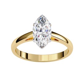 Solitaire Wedding Engagement Ring for Women, Center 10x5mm Marquise Cut Lab Created Moissanite Promise Rings in 14K Yellow Gold Over Sterling Silver Jewelry Gift for Her, Ring Size 7.5