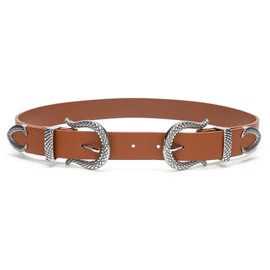 Tanpie Ladies Western Belts Women Vintage Metal Buckle Belt for Jeans Pants Dress Brown Medium