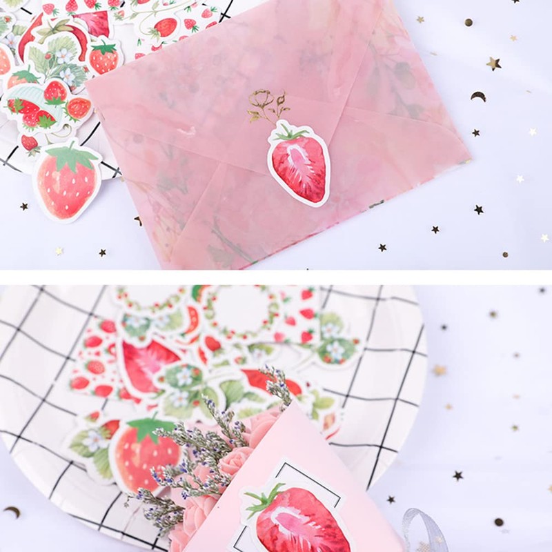 Alideco Flake Stickers, 92 Stickers, Cute, Hand Painted, Strawberry, Reward,