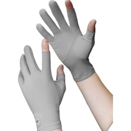Adult Driving Gloves Anti-Slip UV Protection Mittens Half Finger Cycling Gloves Riding Sport Gym Fitness (Grey, One Size)