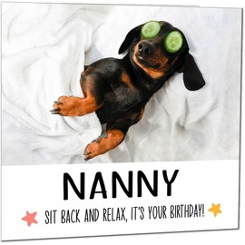 Nanny Birthday Card - Relax Dog Dachshund Funny Birthday Cards for Nanny Nan