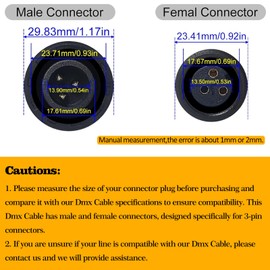 MAD OWL Waterproof DMX Cable XLR Connection Wire 1m 3.2ft IP Rated DMX Extension Cable, Cable Connector Converter for Stage Lights Hand in Hand 3 Pin DMX Terminator Plug