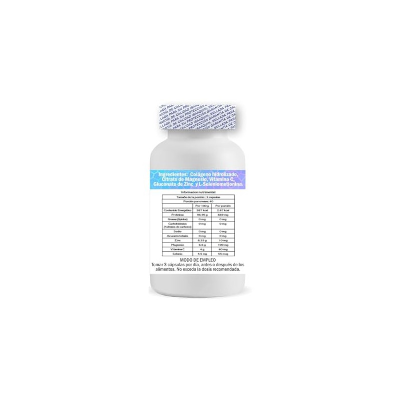 IsaaQuim Colageno Hidrolizado enriquecido con magnesio y vitaminas 120 Capsulas