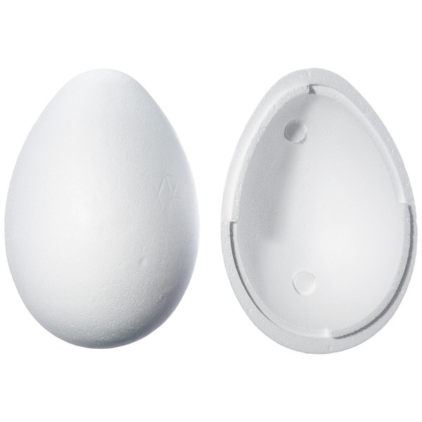 Rayher 3317100 Large Polystyrene Egg for Easter Crafts, Fillable Two-Part Egg for Small Gifts and Sweets, Hollow Easter Egg, Height 30 cm, White