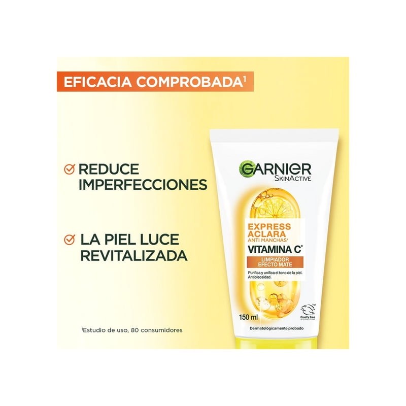 Limpiador facial Garnier skin active express aclara tono uniforme 148