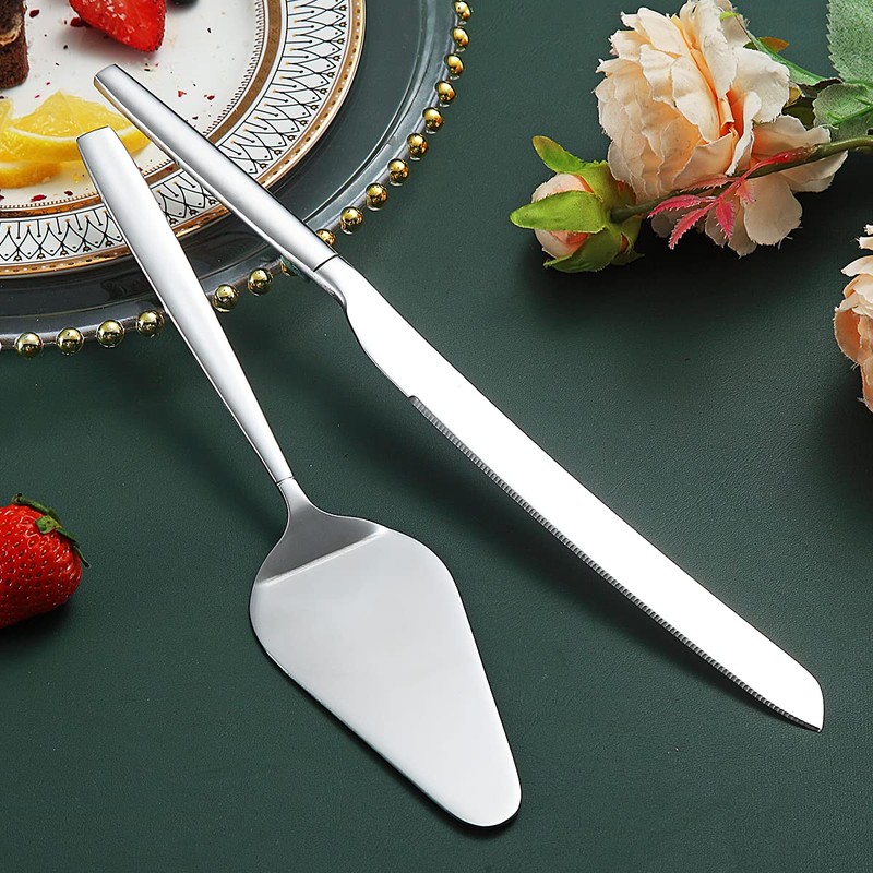 Berglander Wedding Cake Knife and Server Set, Stainless Steel Cake