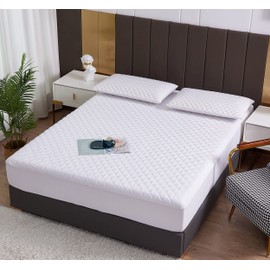 California King Size Waterproof Mattress Protector, Quilted Cooling Fitted Bed Mattress Cover Pad, 13"-15" Deep Pocket, Soft and Breathable Noiseless Machine Washable, Vinyl Free (California King)