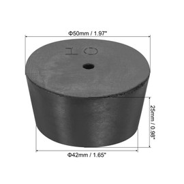 sourcing map Rubber Tapered Plug 42mm to 50mm Solid Test Tubes Bungs Stopper with Hole Black for Lab 6 Pieces