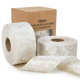 Keypan Velvet Ribbon Ivory Cream 1-1/2 inch Wide Double-Sided Glossy Fabric Ribbons for Christmas Tree Decor Gift Wrapping Flower Bouquet DIY Crafts 10Yd