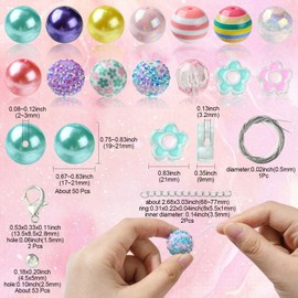 KitBeads 50pcs 20mm Flower Bubblegum Beads Spring Summer Gum Ball Beads Striped Macaron Colourful Chunky Beads for Bracelets Jewellery Making Bulk