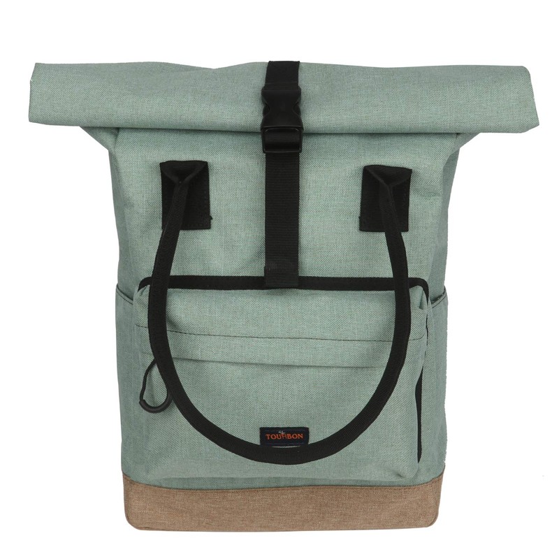TOURBON Nylon Roll-Top Clip-On Market Shopper Bicycle Bag Backpack Shoulder