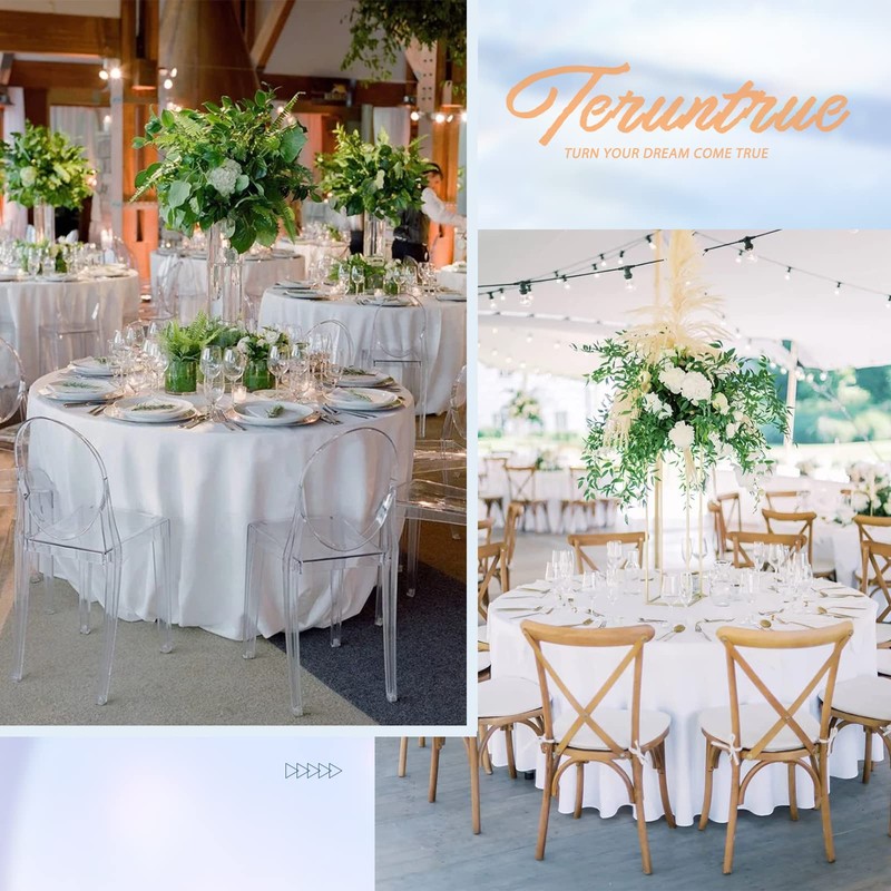 1 Pack High Quality Round Tablecloth, 90 Inch, White Polyester