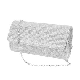MUEEAD 1 Chain Bag, Women's Shoulder Bag, Party Evening Bag, Gift Bag, Clutch Bag, Organizer Bag, Envelope Bag, Suitable for Wedding Party, Dating (Silver)