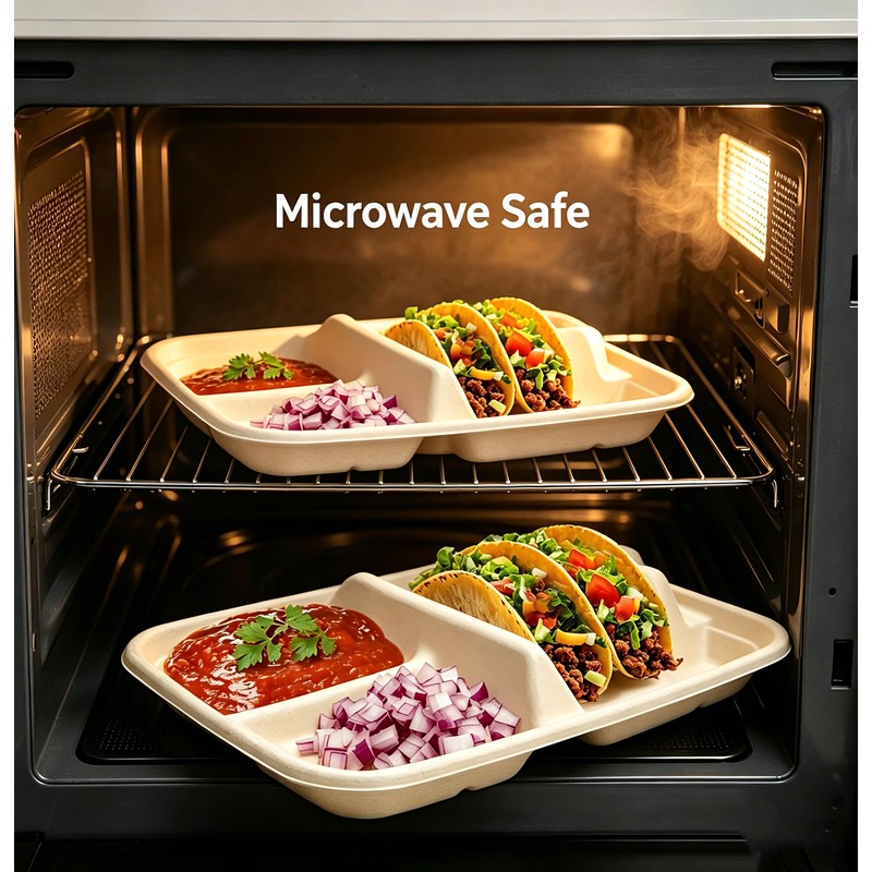 Disposable Taco Plates for 2 Tacos & 2 Sides –