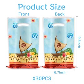 30Pcs Moana Cartoon Ocean Themed Party Decorations Gift Bags Under The Sea Birthday Decor Hawaiian Candy Bag Party Supplies Tropical Luau Baby shower Decorations