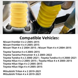 HLUCHY SSR-610-54 Rear Suspension Air Helper Spring Kit Replacement for Nissan Frontier, Titan | Toyota Tacoma, Tacoma Prerunner, Tundra, Hilux | Mitsubishi Triton | Springs Helper Bump Stops, Yellow