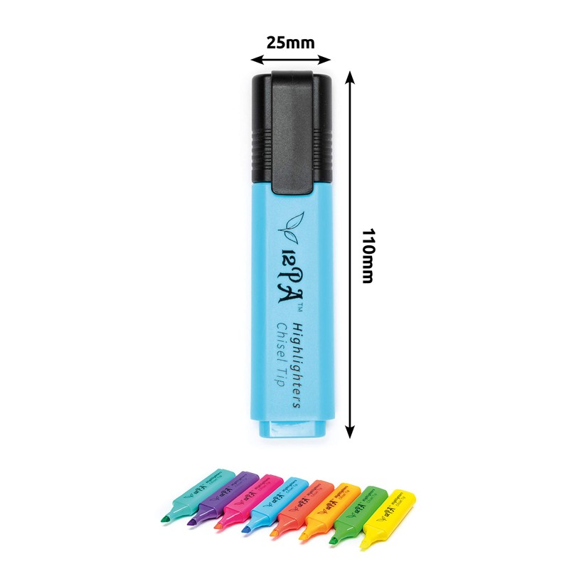 12PA 8 Chisel Tipped Highlighters