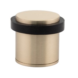 Door Stop, 28 x 30 mm, Threaded Base, Brass, Includes Screw + Mounting Dowels, EVI Fittings (Matte Brass - Black Rubber)