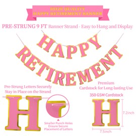 LITAUS, Retirement Party Decorations, NO DIY - Pink Gold | Happy Retirement Banner, Honeycomb Balls, Swirls, Garland | Happy Retirement Decorations | Retirement Decorations for Women