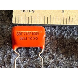 SBE / CDE 25pc .068uF 100V 5% Polypropylene Orange Drop Capacitors  715P68391J