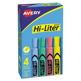 HI-Liter Desk Style Highlighter, Chisel Tip, Assorted Colors, 4/Set