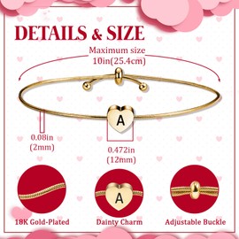 VGROSIA 18K Gold Initial Bracelets For Women Heart Charm Bracelet For Women Snake Chain Bracelet Engagement Birthday Christmas Gifts for Her/Him D