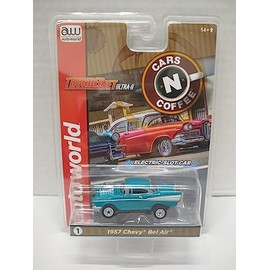 Auto World SC392-1B Cars N Coffee 1957 Bel Air HO Scale Electric Slot Car - Teal