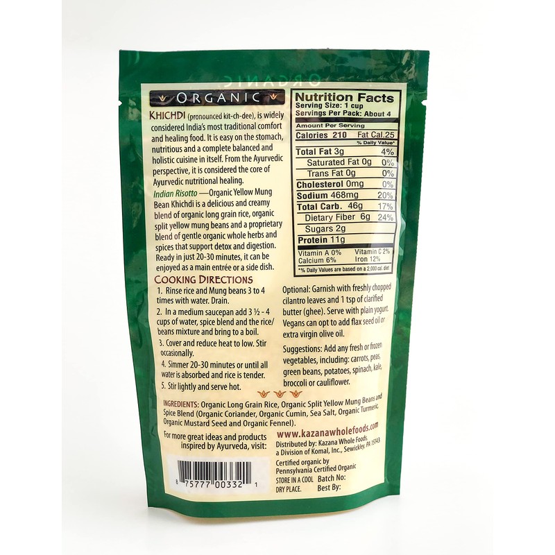 Kazana, Indian Risotto, Khichadi - USDA Certifiied Organic 7oz (198g)